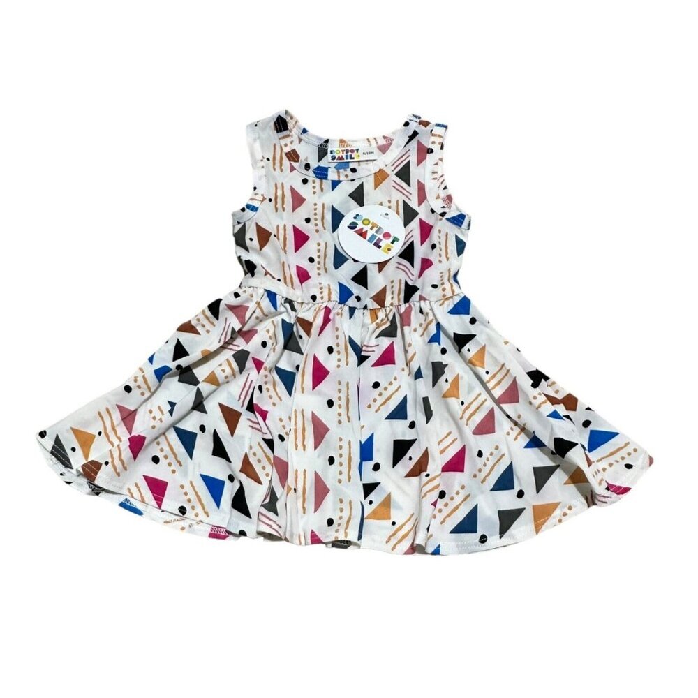 Dot Dot Smile Baby Girls Size 6/12 Months Colorful Triangle Tank Twirl Dress NWT